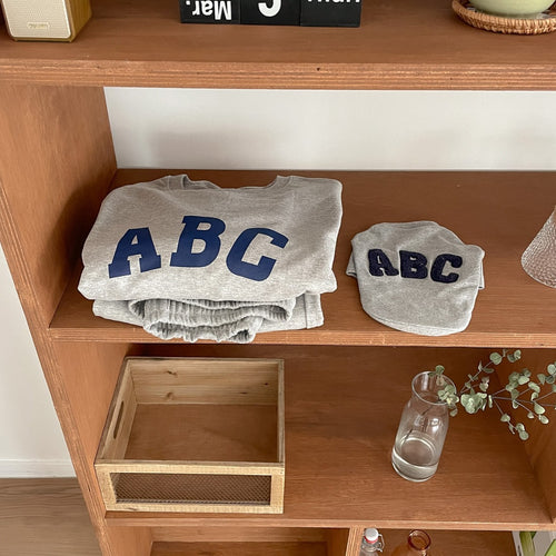 Kleiner Hund Weiches Baumwoll-T-Shirt mit Chenille Buchstaben Applikation