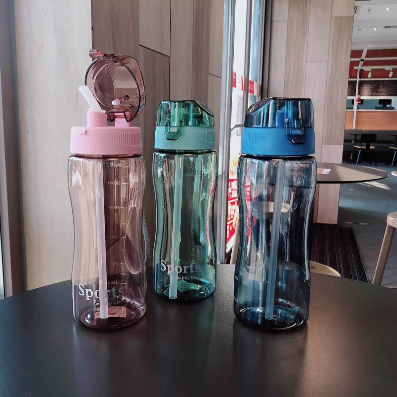 Damen Ergonomische Sporttrinkflasche mit integrierter Trinkhalmfunktion Karnz