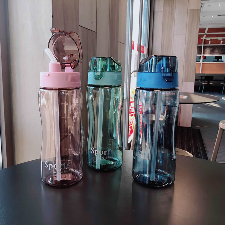 Damen Ergonomische Sporttrinkflasche mit integrierter Trinkhalmfunktion Karnz