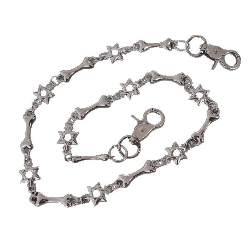 Elegante Kette mit Kreuz- und Knochenanhängern Karnz