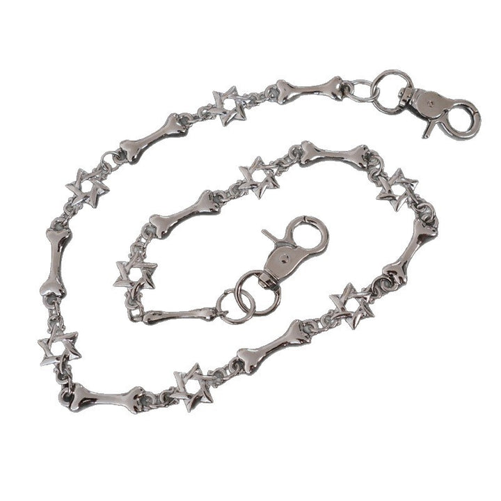 Elegante Kette mit Kreuz- und Knochenanhängern Karnz