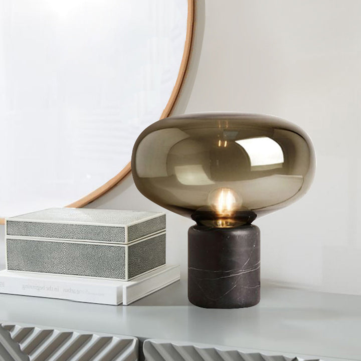 Elegante Glastischlampe mit Marmorbasis