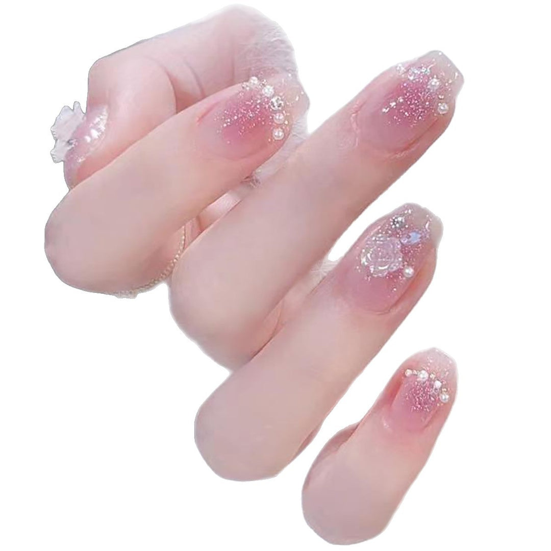 Glitzernde, mit Kristallen verzierte Press-On-Nageltips Karnz