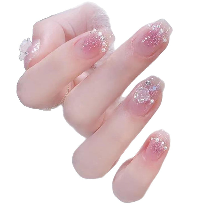 Glitzernde, mit Kristallen verzierte Press-On-Nageltips Karnz