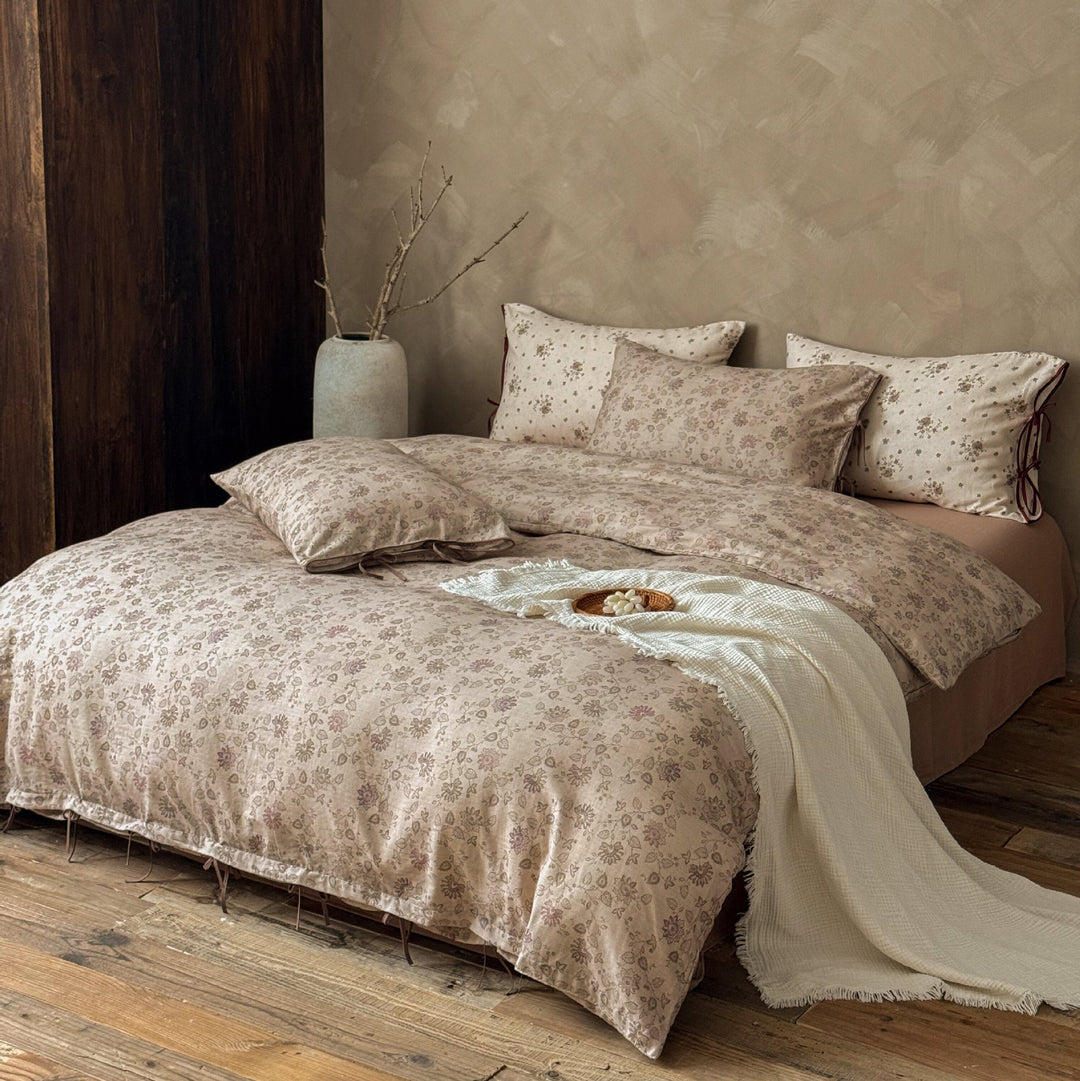 Blumen Baumwolle Percale Bettbezug Set mit Bindeschluss