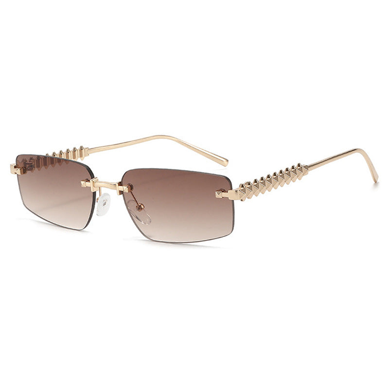 Damen quadratische Sonnenbrille mit filigranem Rahmen und luxuriösen Akzenten Karnz