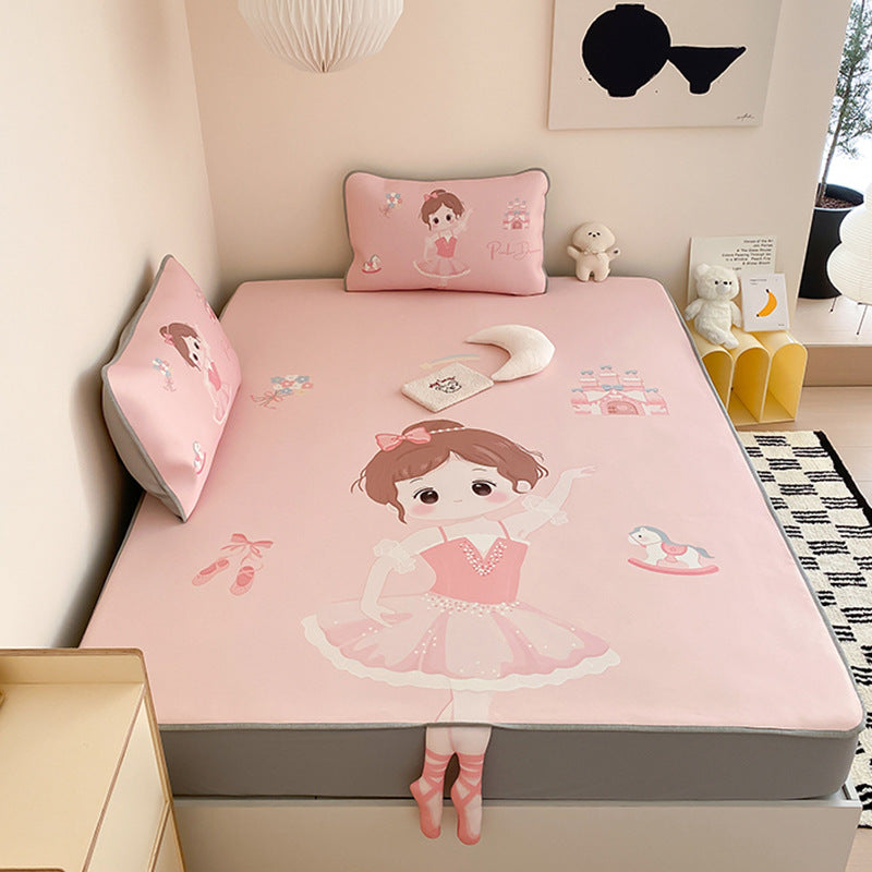 Kinder-Bettwaren-Set mit Monster-Print, Spannbettlaken und Zierkissen aus weicher Mikrofaser
