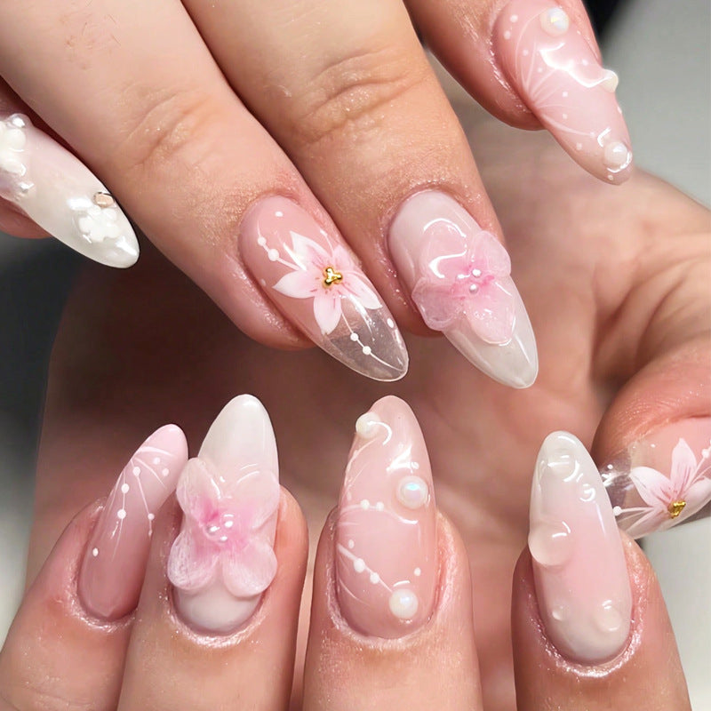 Florale Fantasie Stiletto Nagelkunst Karnz