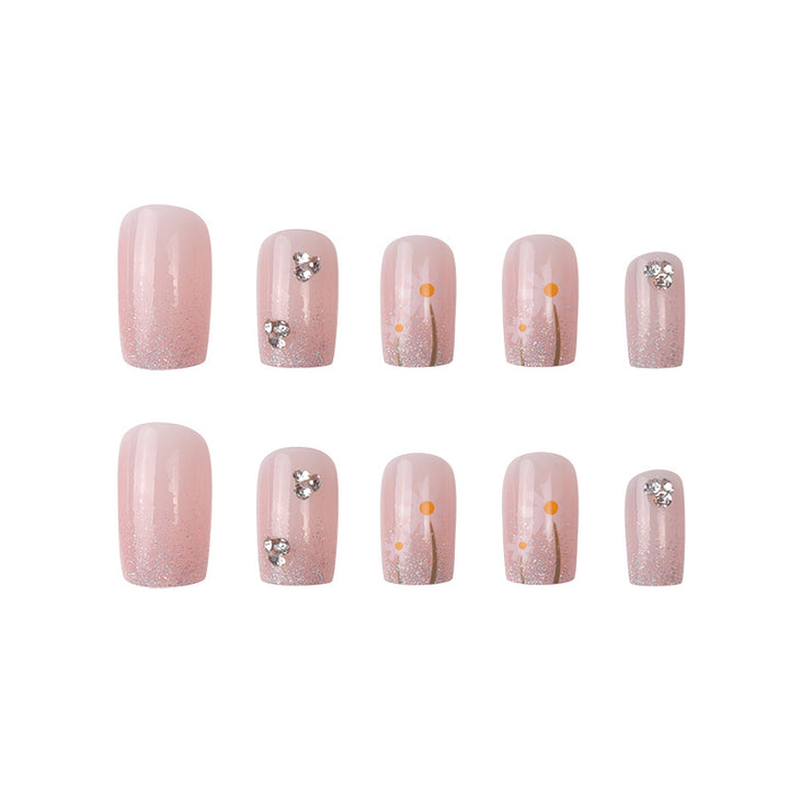 Glitzerndes Blumen Press-On Nagelset Karnz