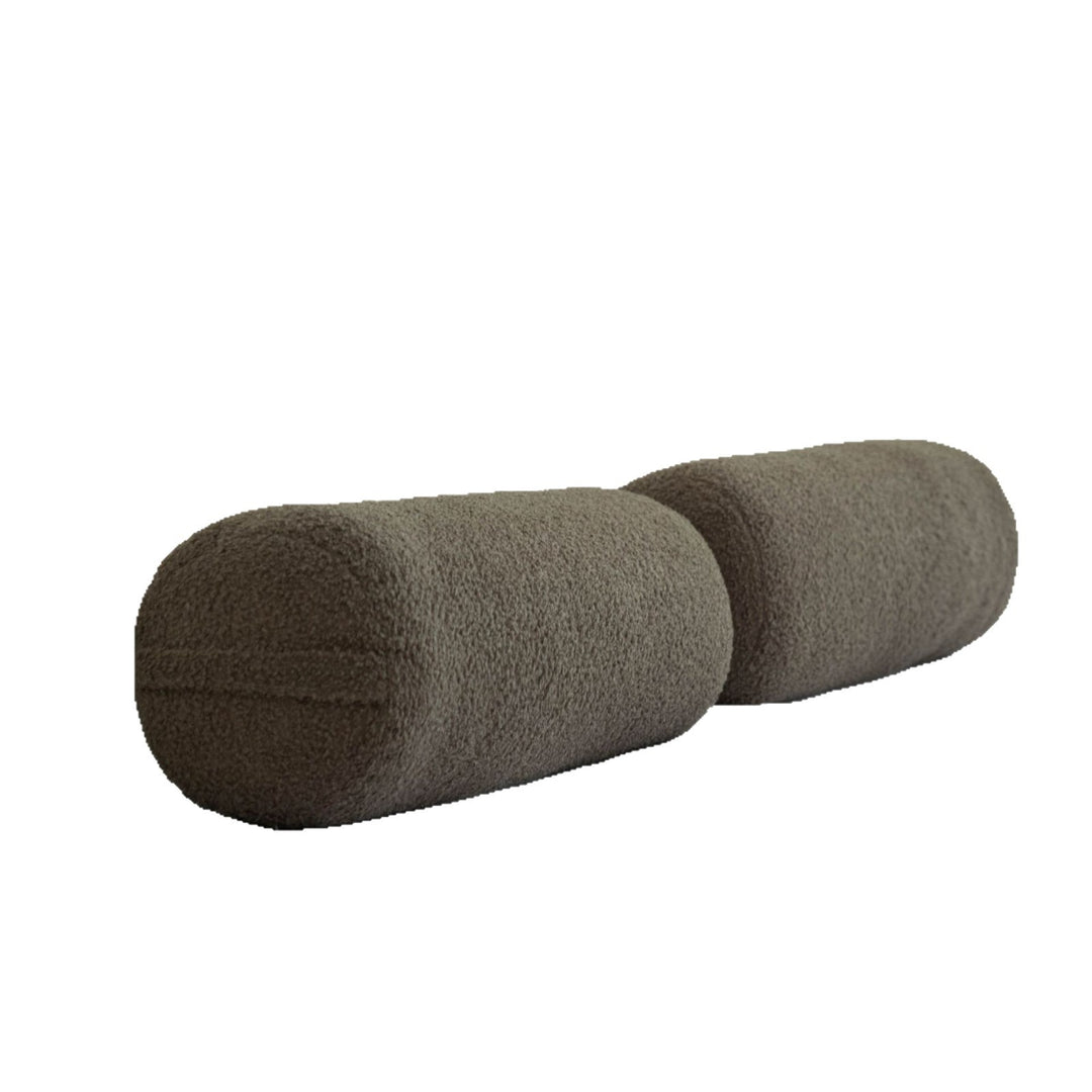 Bouclé-Rückenstützkissen-Set als Nackenrolle und Dekokissen