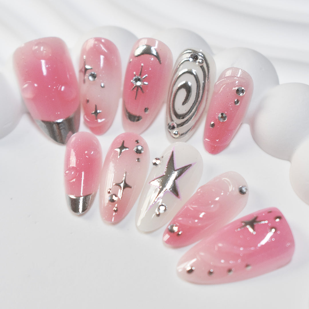 Künstlerisches Stern-Verziertes Press-On Nageldesign Karnz