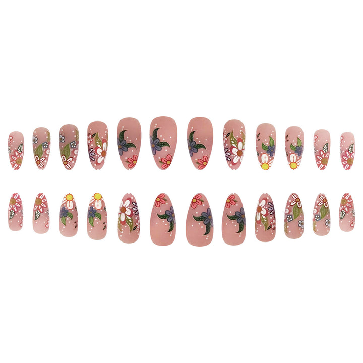 Kunstnagelset mit bunten Blumenmotiven Karnz