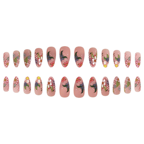 Kunstnagelset mit bunten Blumenmotiven Karnz