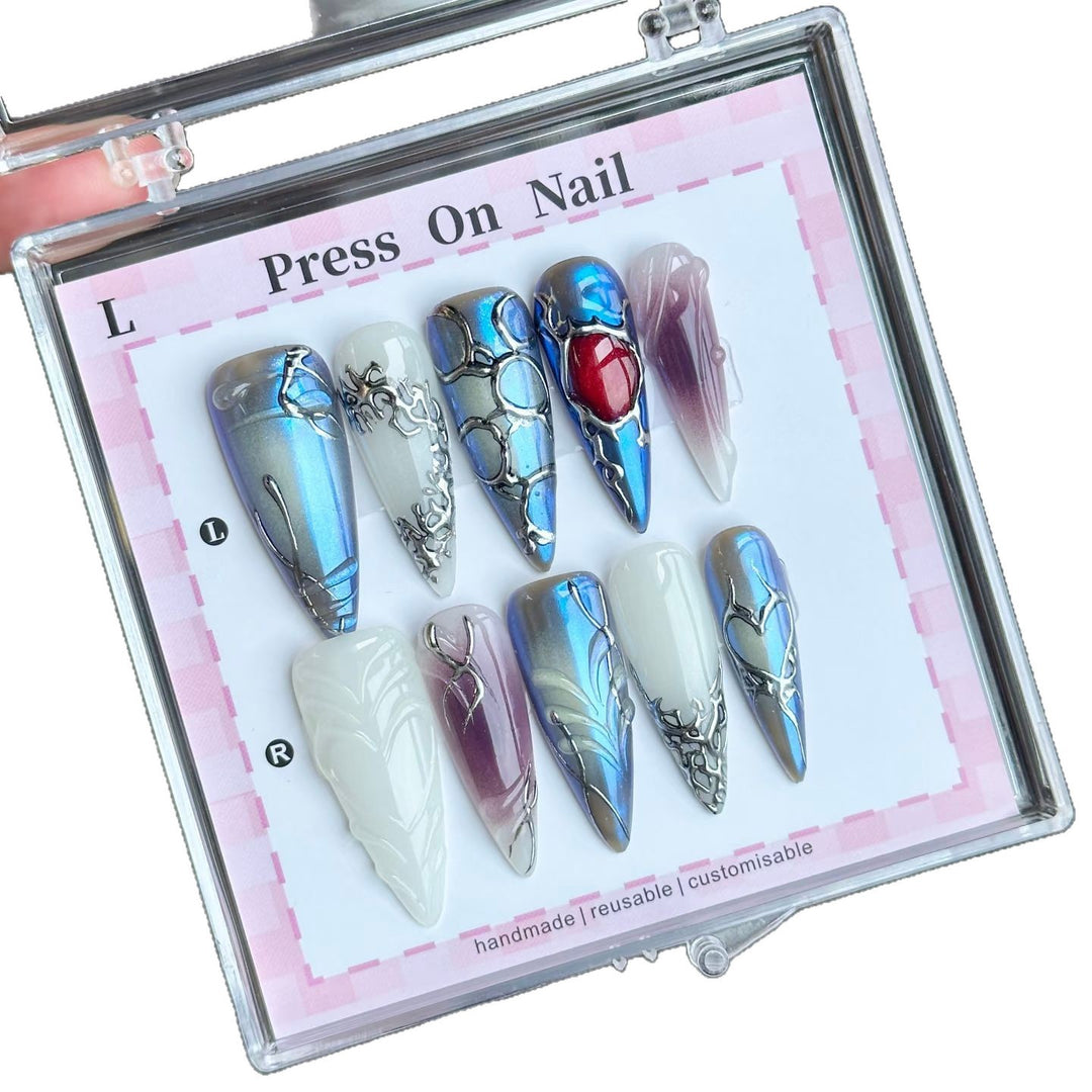 Künstlerisches Metallisches Press-On Nagelset