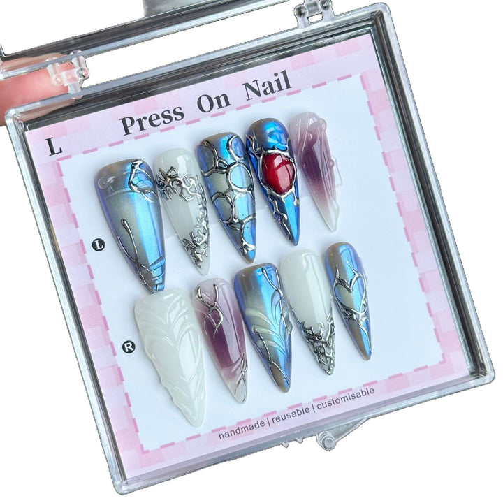 Künstlerisches Metallisches Press-On Nagelset