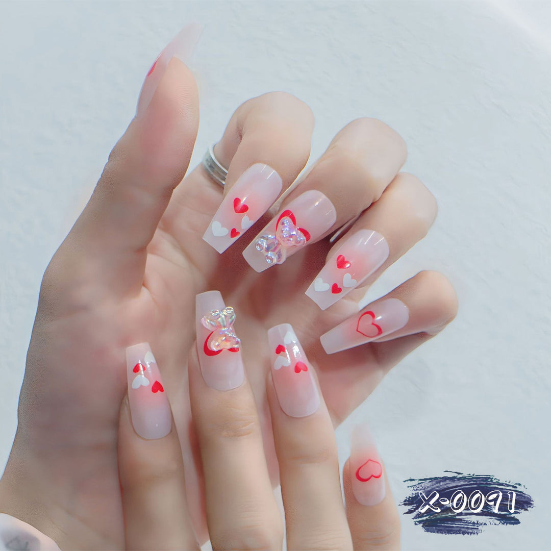 Herz-verzierte Acryl-Nagelkunst-Set