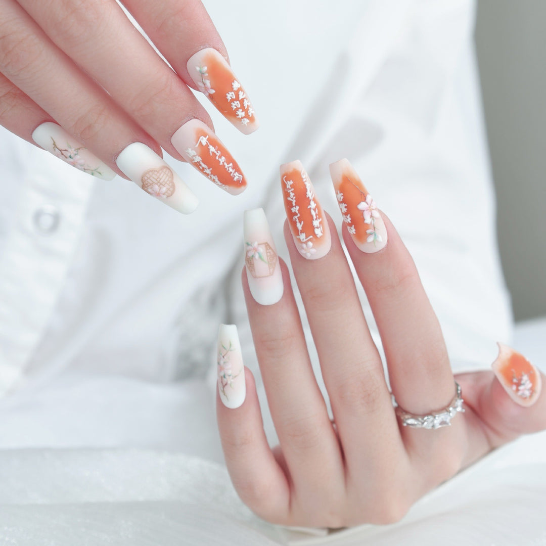 Floral Blossom Press-On Nagelkunst Set