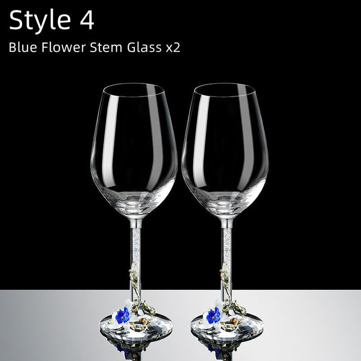 Metallic Flower Crystal Weingläser mit Dekanter Koffer Set | Karnz