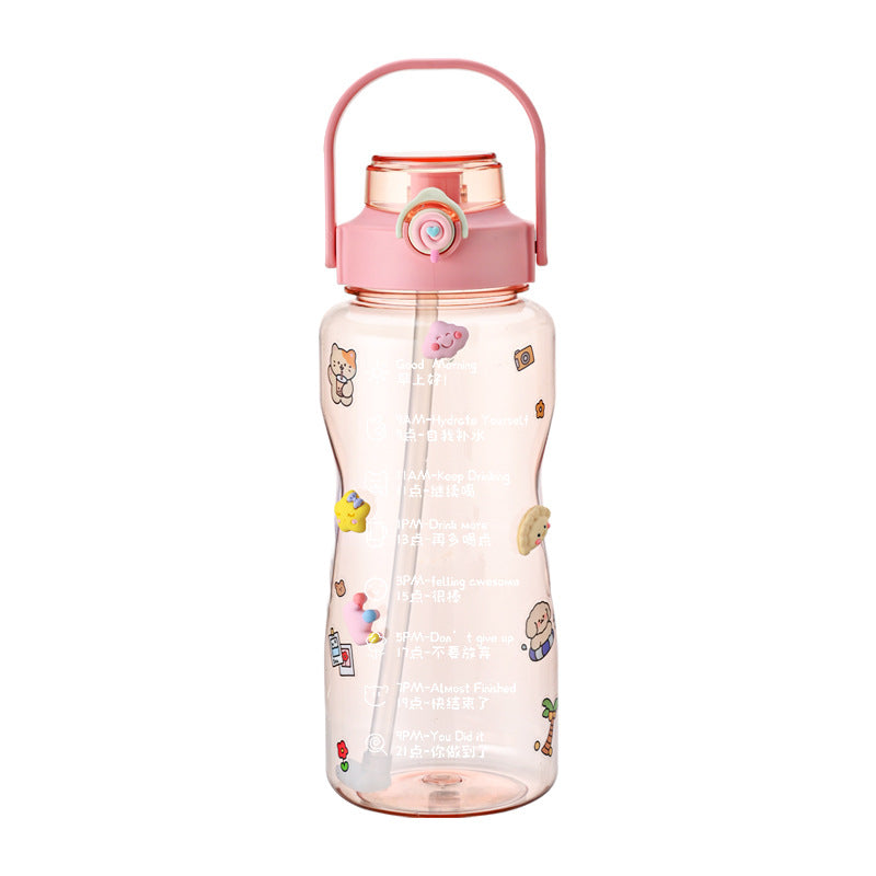 Damen Trinkflasche mit integrierter Zeitmarkierung und praktischem Tragegriff Karnz