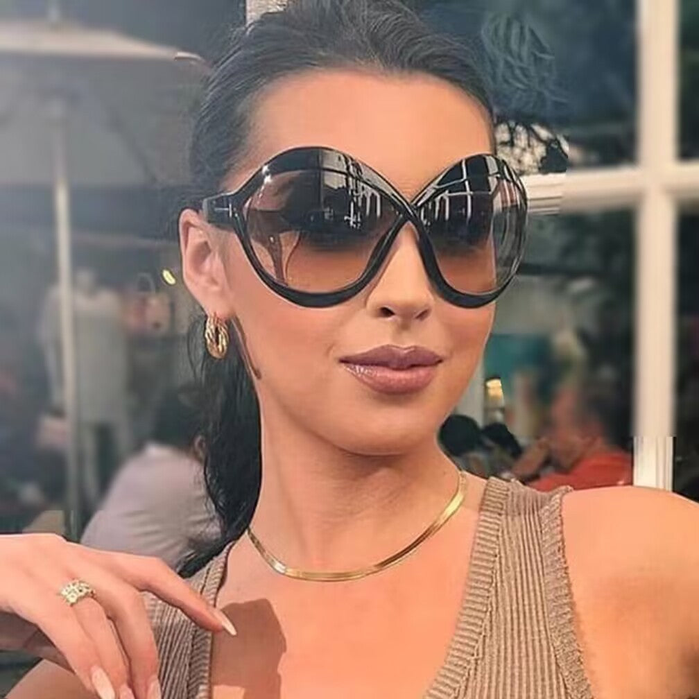 Damen extravagante Cat-Eye Sonnenbrille mit geschwungenem Rahmen Karnz
