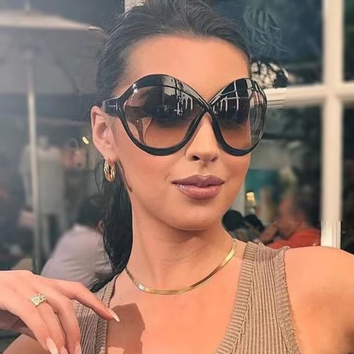 Damen extravagante Cat-Eye Sonnenbrille mit geschwungenem Rahmen Karnz