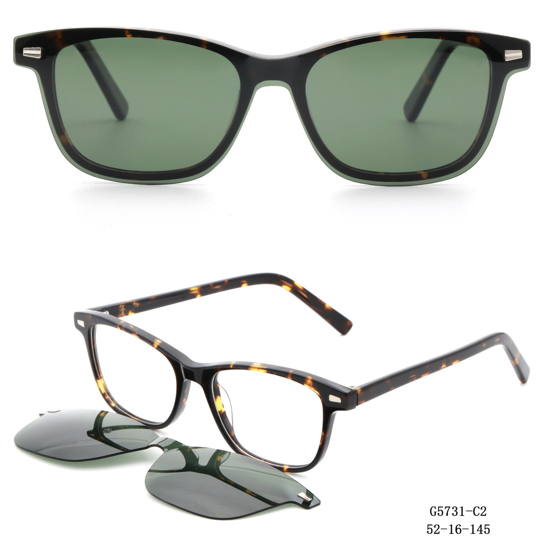 Damen modische Quadratische Sonnenbrille mit abnehmbaren Gläsern Karnz
