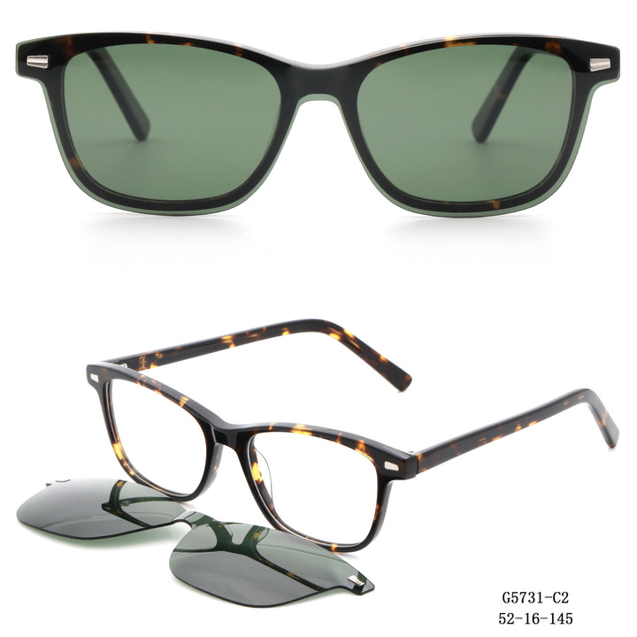 Damen modische Quadratische Sonnenbrille mit abnehmbaren Gläsern Karnz