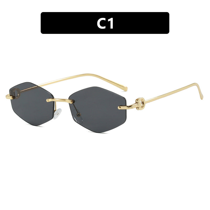 Damen modische Sonnenbrille mit hexagonalem Gestell und luxuriösen Akzenten Karnz