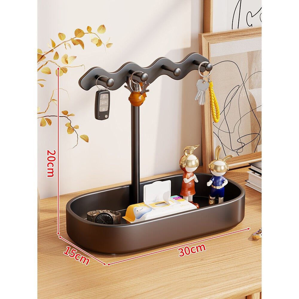 Wave-Top Vertikales Schmuck- und Schlüssel-Organizer-Tablett mit Mehrfach-Haken-Ständer