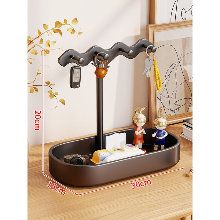 Wave-Top Vertikales Schmuck- und Schlüssel-Organizer-Tablett mit Mehrfach-Haken-Ständer