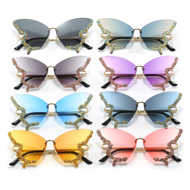Damen extravagante Cats Eye Sonnenbrille mit funkelnden Akzenten Karnz