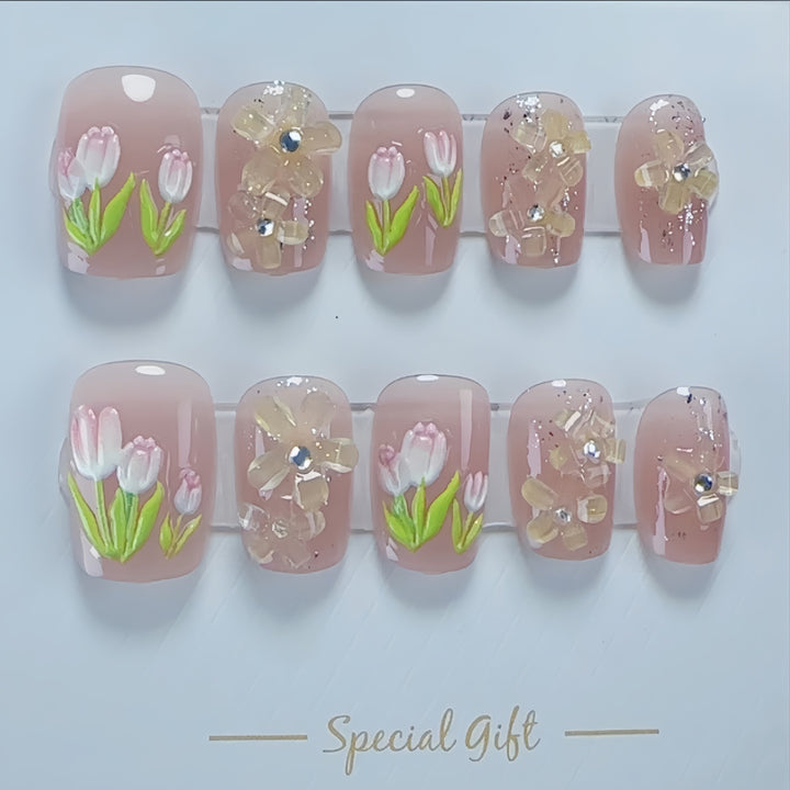Floral Art Press-On Nail Set Karnz