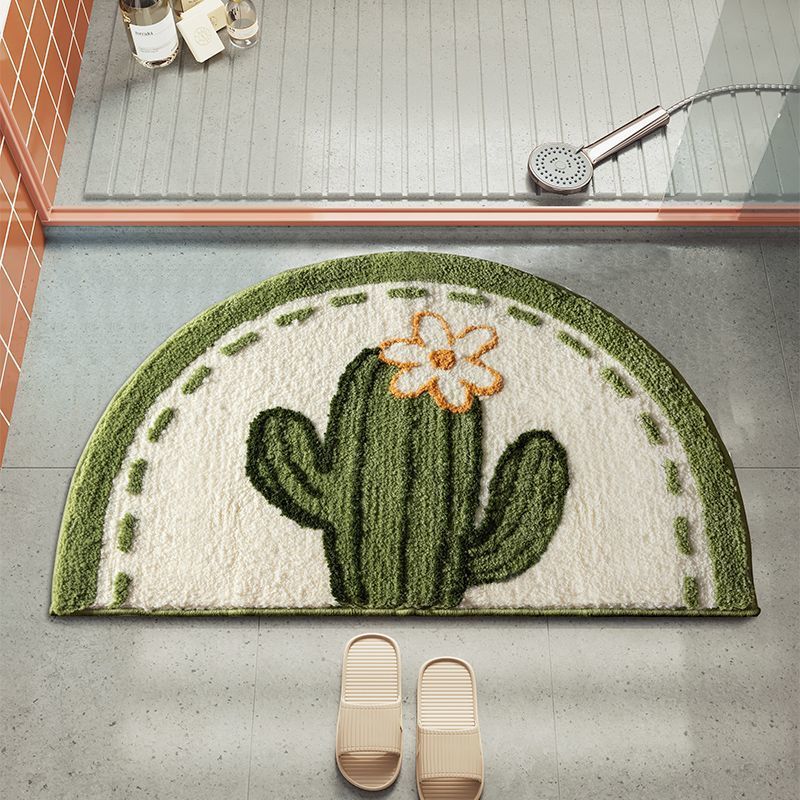Half-Moon Tufted Floral Bath Rug Mat with Non-Slip Back