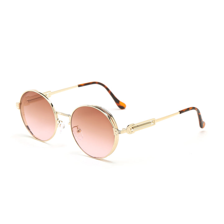 Damen runde Vintage-Sonnenbrille mit exklusivem Metallrahmen Karnz