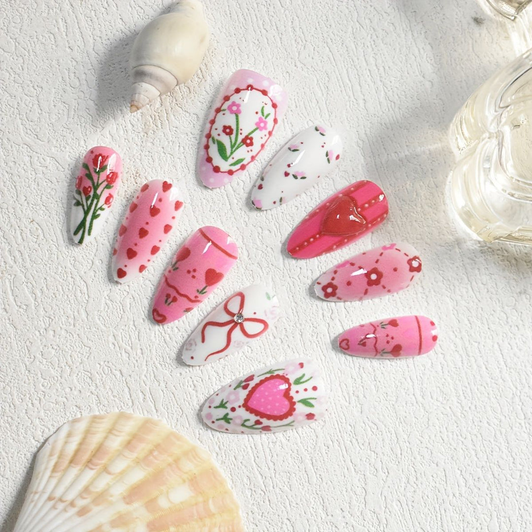 Romantische Blumen temas Press-On Nagelkunst Karnz