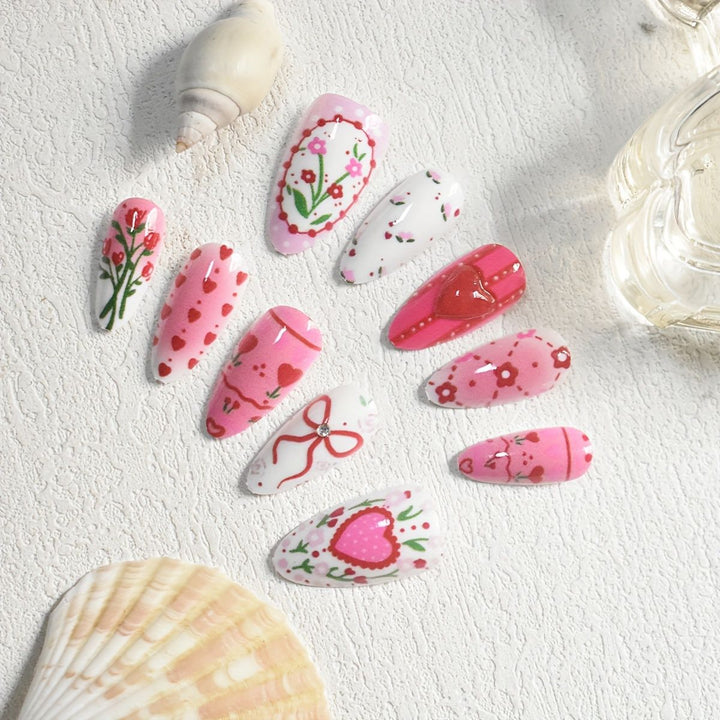 Romantische Blumen temas Press-On Nagelkunst Karnz