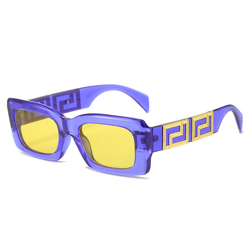 Damen elegante quadratische Sonnenbrille mit luxuriösem Goldakzent Karnz