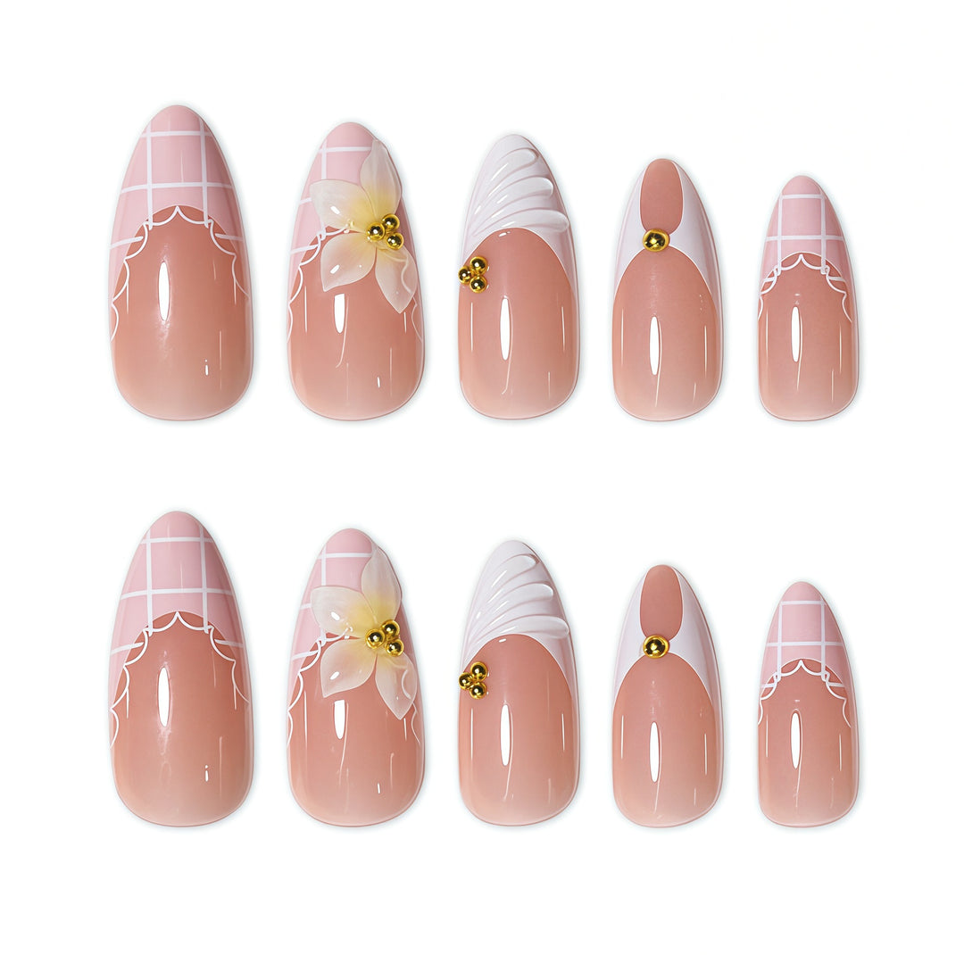 Elegante Blumen Design Nagelverlängerungen Karnz