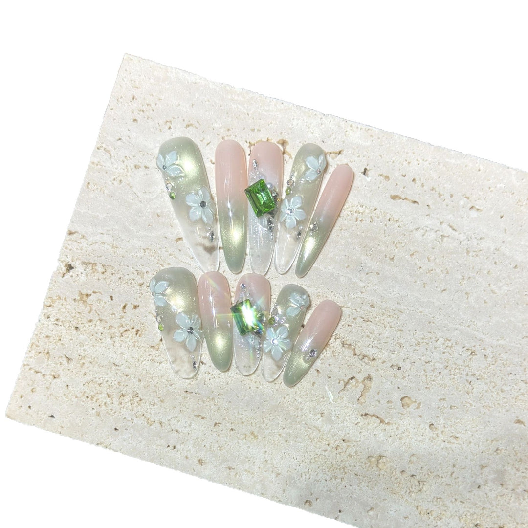 Blumiger Acryl Press-On Nagelset