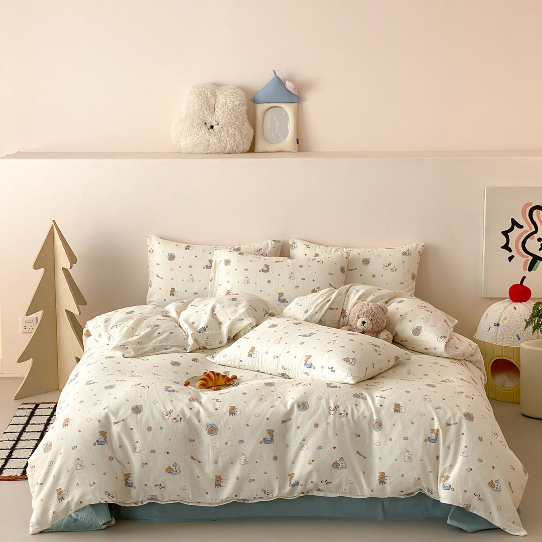 Children's Printed Cotton Duvet Cover Set with Matching Pillowcases