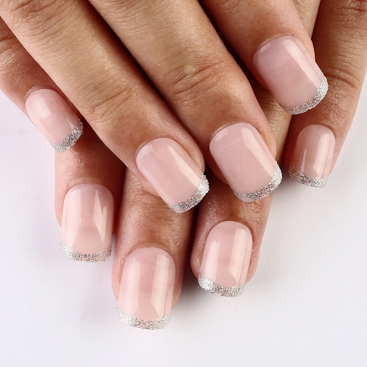 Elegante Glitter-Spitzen Press-On Nägel Karnz