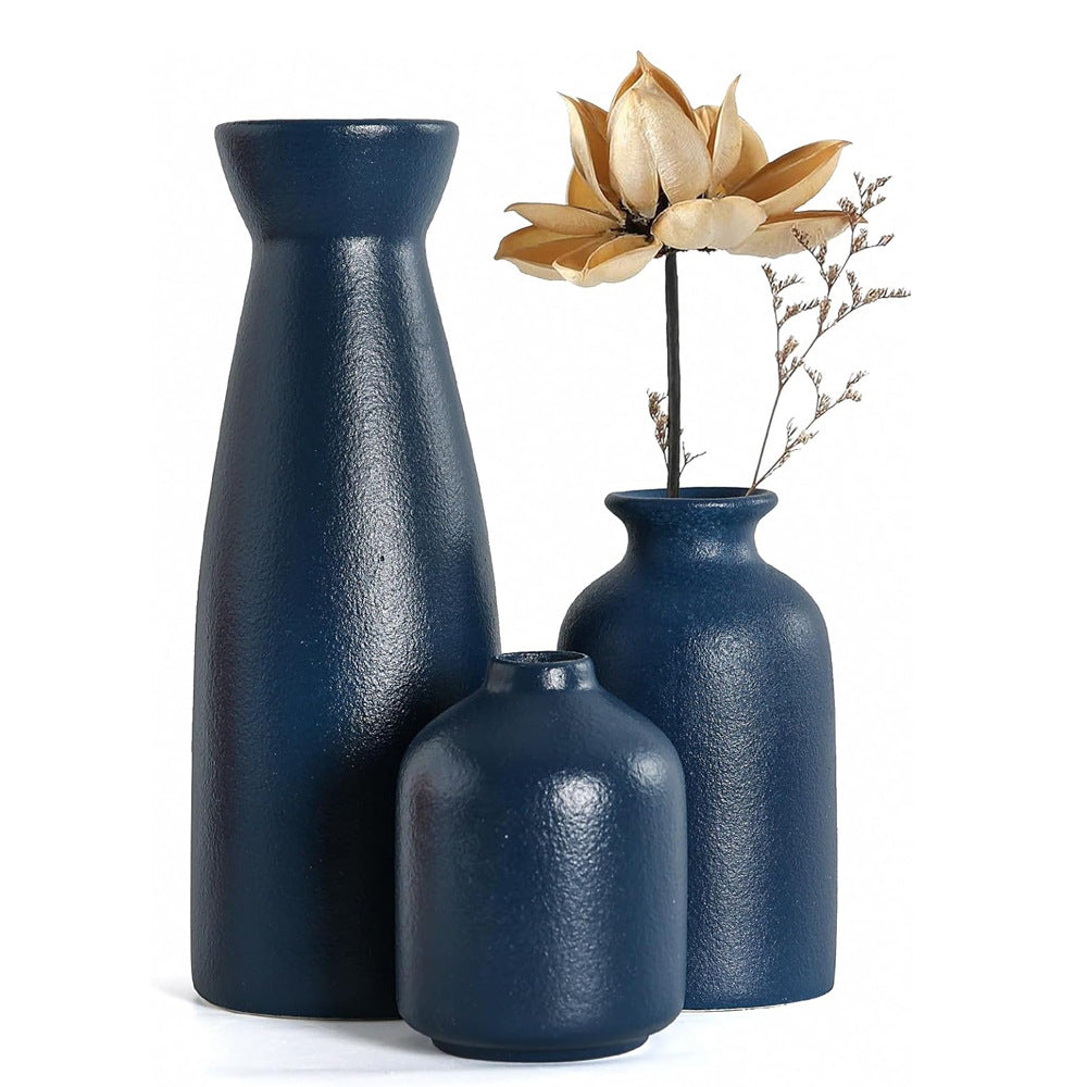 Texturiertes Keramik Blumenvasen Set