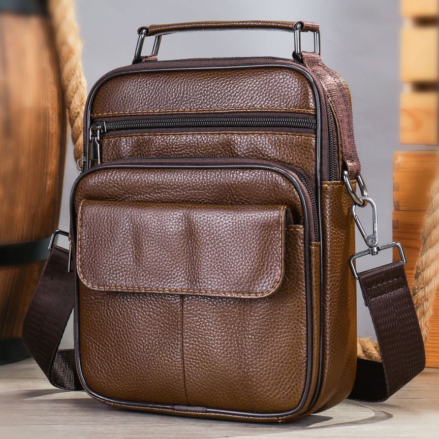 Multi-Taschen Leder Umhängetasche