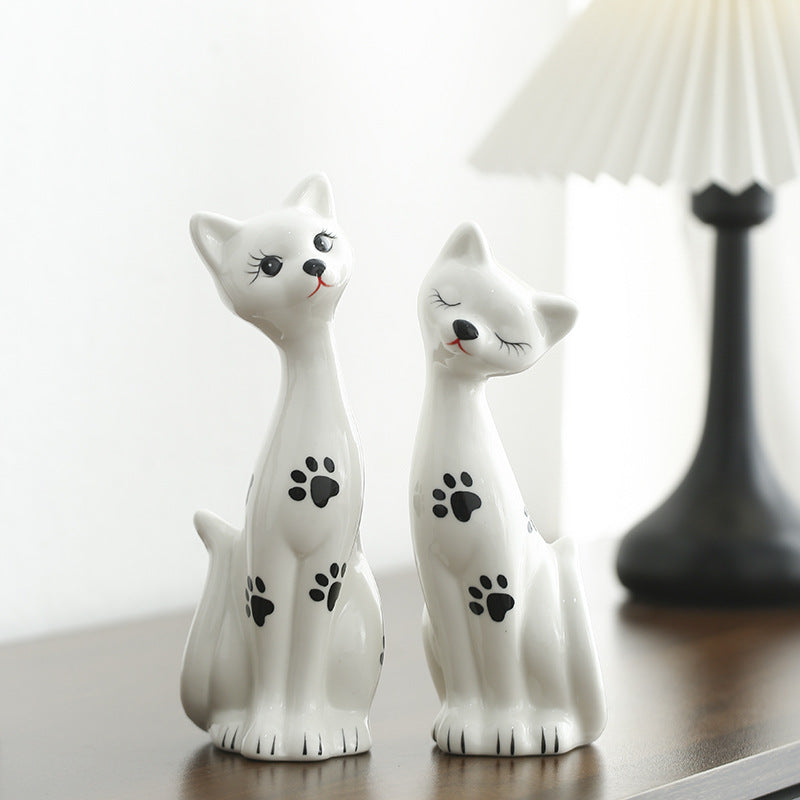 Verspieltes Keramikkatzenfiguren-Set Karnz