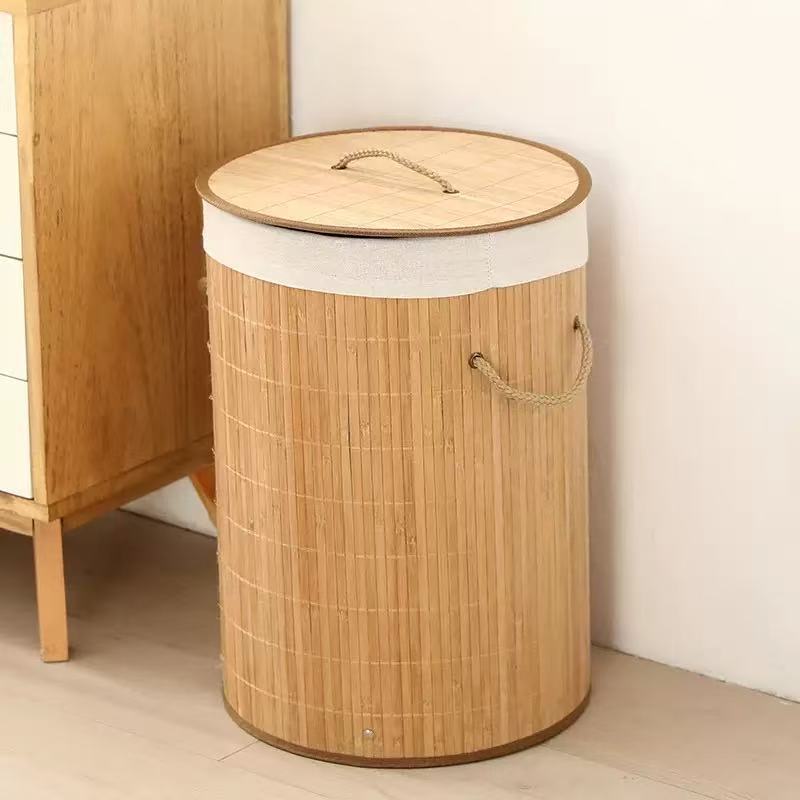 Stylischer Wäschebehälter mit Bambusdeckel Karnz