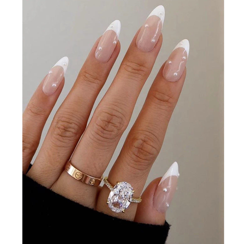 Elegante Französische Spitze Stiletto Aufklebenägel Karnz