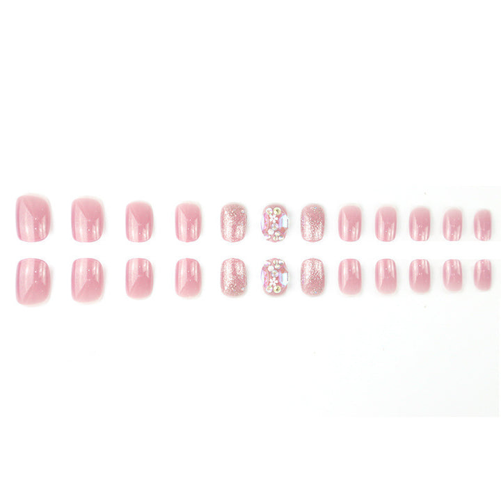Premium Funkelnde Press-On Nagelset mit dekorativen Strasssteinen Karnz