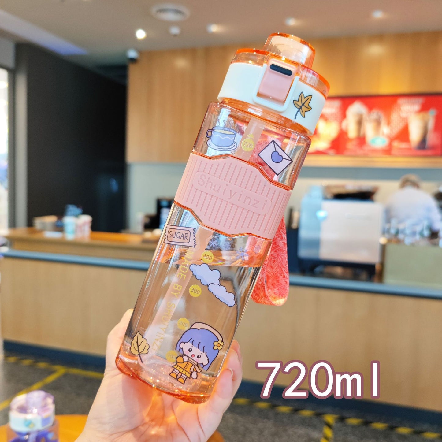 Damen kreative Trinkflasche mit innovativem Sichtfenster und Motivationsmarkierungen Karnz