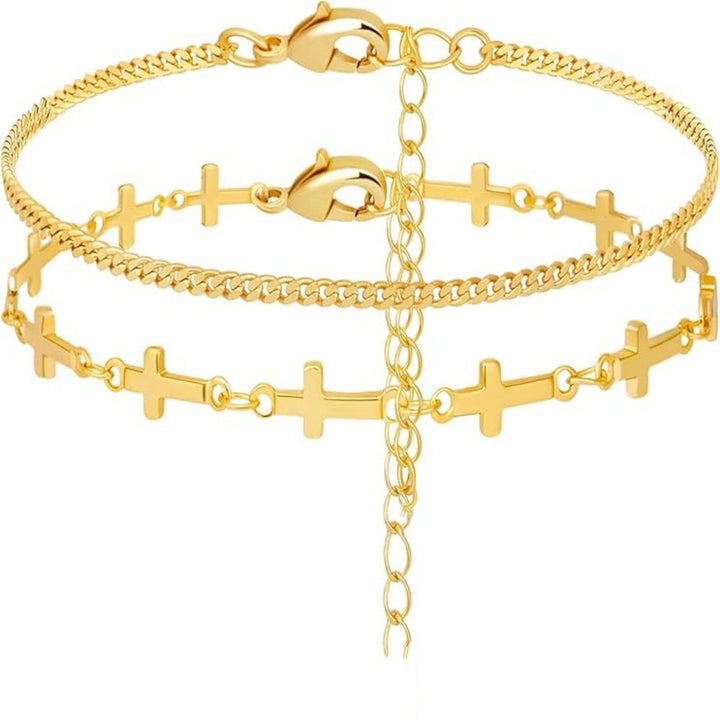 Gestapelte Kreuz Charm Armband Karnz