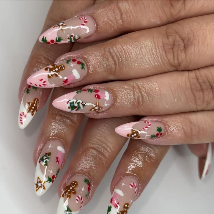 Festliche Lebkuchen-Themen Stiletto Nagelkunst Karnz